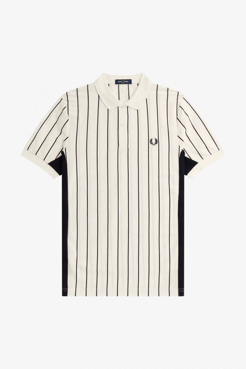 White Fred Perry Refined Pinstripe Polo Men's Shirts | PH 1523QMAZ